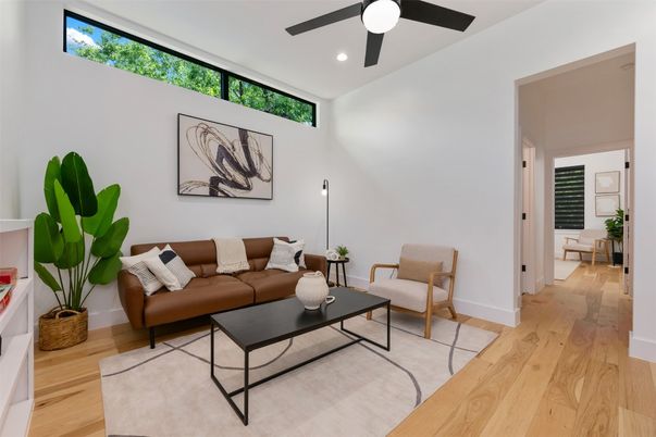 Interior, Living room, Recessed Lighting, Wood Texture Flooring