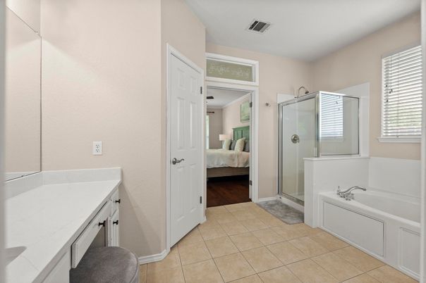 Bathroom, Bedroom, Glass Shower, Interior, Wood Texture Flooring