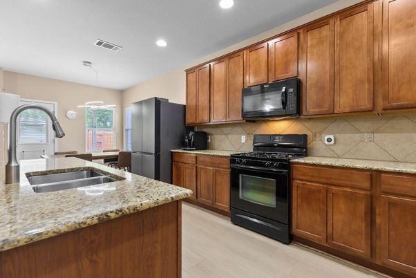 Interior, Kitchen, Pendant Lights, Recessed Lighting, Wood Texture Flooring