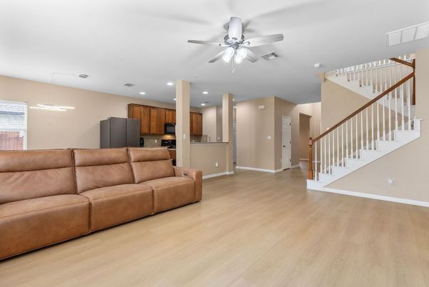 Interior, Kitchen, Living room, Recessed Lighting, Wood Texture Flooring