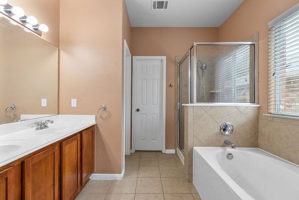 Bathroom, Dual Sink Vanities, Glass Shower, Interior