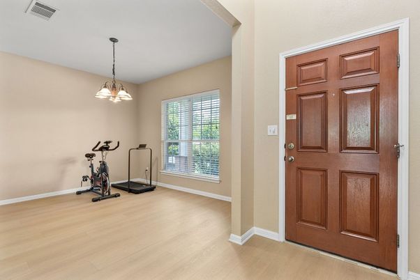 Fitness Equipment, Interior, Pendant Lights, Wood Texture Flooring