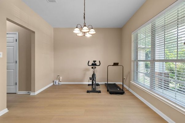 Chandelier, Fitness Equipment, Interior, Pendant Lights, Wood Texture Flooring