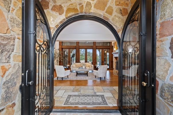 Interior, Living room, Stone Walls, Wood Texture Flooring