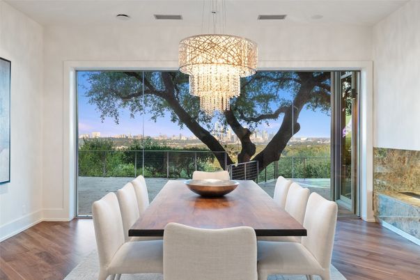 Chandelier, Dining room, Interior, Wood Texture Flooring