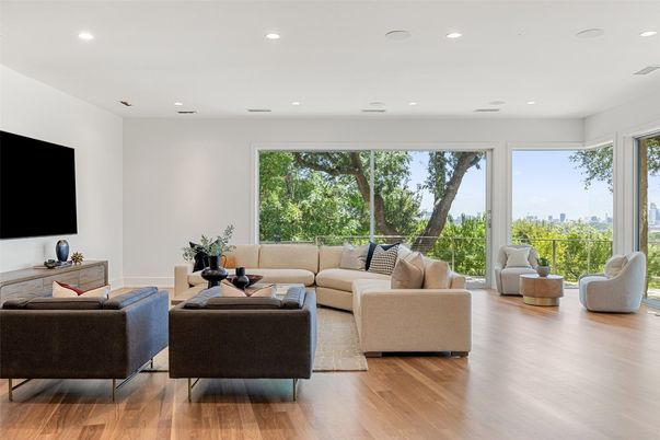 Interior, Living room, Recessed Lighting, Wood Texture Flooring
