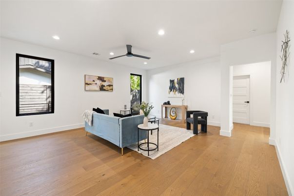 Interior, Living room, Recessed Lighting, Wood Texture Flooring