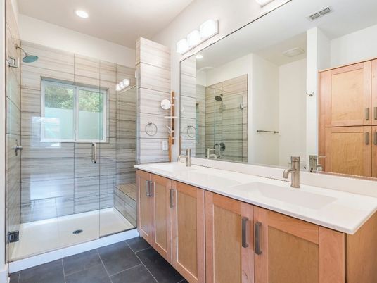 Bathroom, Dual Sink Vanities, Glass Shower, Interior, Recessed Lighting