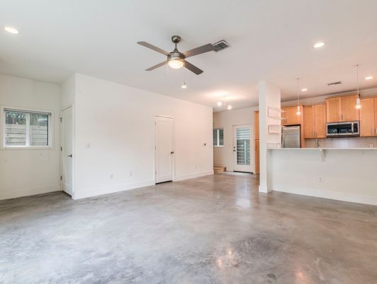 Empty room, Interior, Kitchen, Pendant Lights, Recessed Lighting