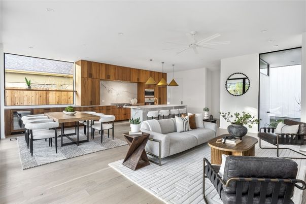 Dining room, Interior, Kitchen, Living room, Pendant Lights, Recessed Lighting, Wood Texture Flooring