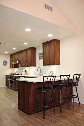 Interior, Kitchen, Recessed Lighting, Wood Texture Flooring