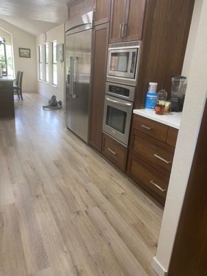 Interior, Kitchen, Stainless Steel Appliances, Wood Texture Flooring