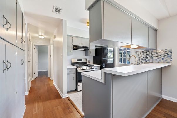 Interior, Kitchen, Stainless Steel Appliances, Wood Texture Flooring