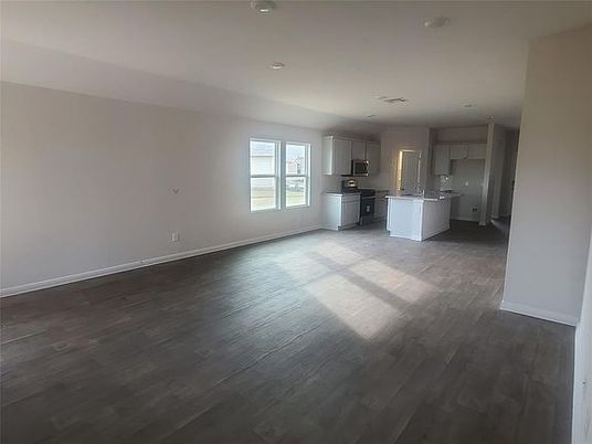 Empty room, Interior, Kitchen, Recessed Lighting, Wood Texture Flooring