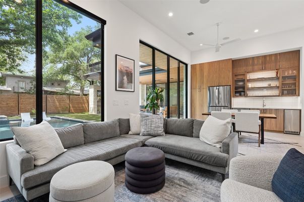 Dining room, Interior, Kitchen, Living room, Recessed Lighting, Stainless Steel Appliances