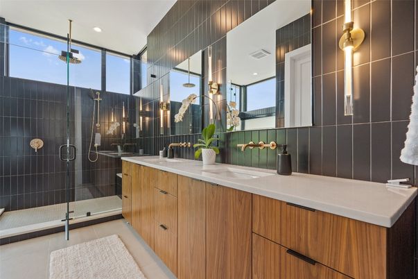 Bathroom, Dual Sink Vanities, Glass Shower, Interior, Recessed Lighting