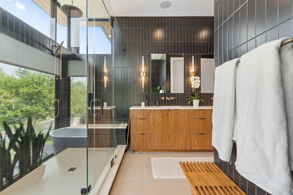 Bathroom, Dual Sink Vanities, Glass Shower, Interior