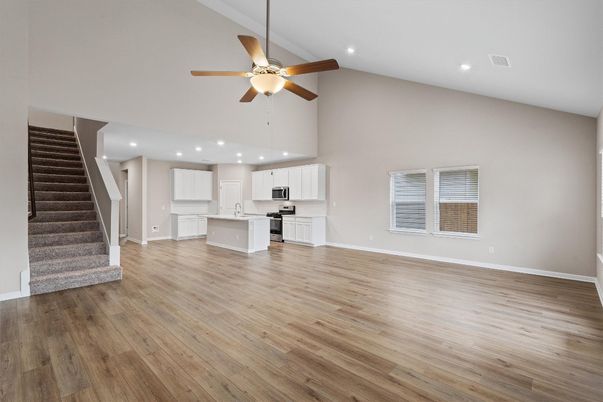 Interior, Kitchen, Recessed Lighting, Wood Texture Flooring