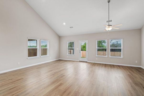 Empty room, Interior, Recessed Lighting, Wood Texture Flooring