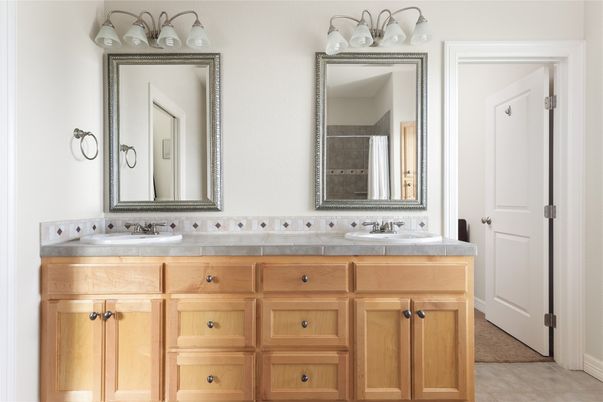 Bathroom, Dual Sink Vanities, Interior, Tile Countertops