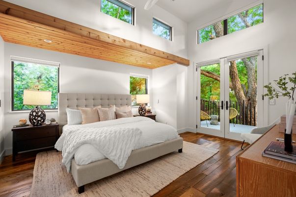 Bedroom, Interior, Wooden Beams, Wooden Ceilings, Wood Texture Flooring