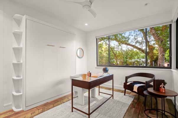 Home Office, Interior, Recessed Lighting, Wood Texture Flooring
