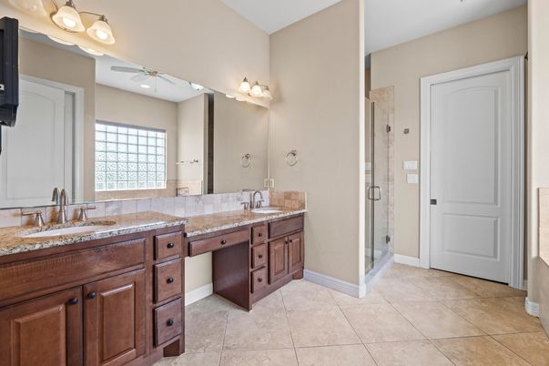 Bathroom, Dual Sink Vanities, Glass Shower, Interior