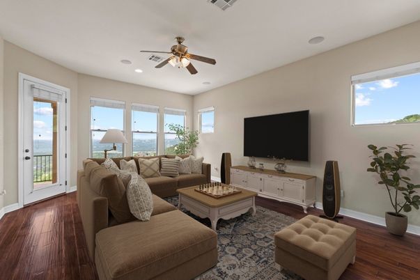 Interior, Living room, Recessed Lighting, Water, Wood Texture Flooring