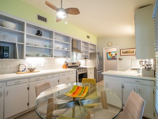 Dining room, Interior, Kitchen, Stainless Steel Appliances, Wood Texture Flooring