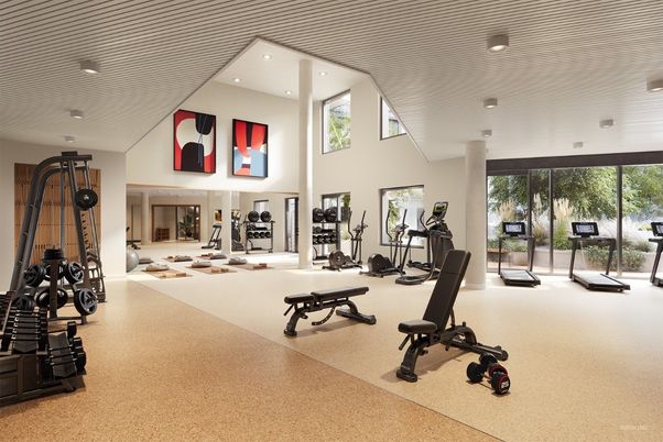 Fitness Equipment, Gym, Interior, Recessed Lighting