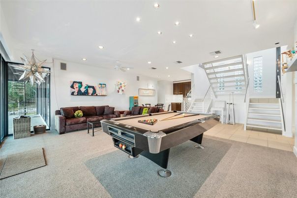 Billiard Table, Game Room, Interior, Living room, Recessed Lighting