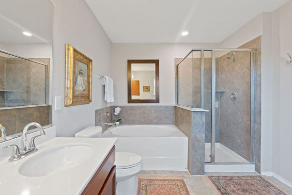 Bathroom, Dual Sink Vanities, Glass Shower, Interior, Recessed Lighting