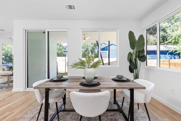Dining room, Interior, Wood Texture Flooring