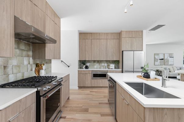 Interior, Kitchen, Stainless Steel Appliances, Wood Texture Flooring