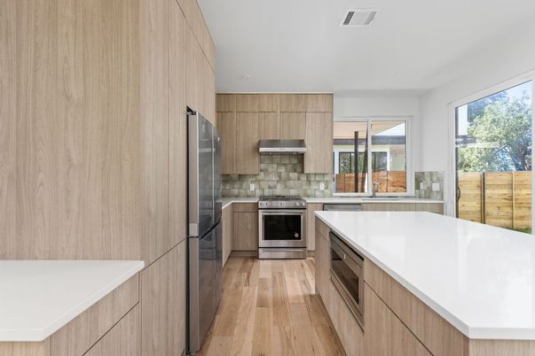 Interior, Kitchen, Stainless Steel Appliances, Wood Texture Flooring