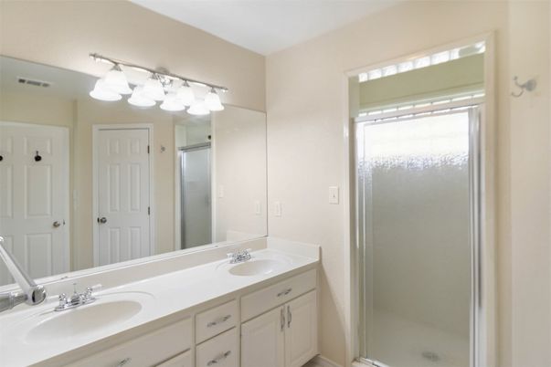 Bathroom, Dual Sink Vanities, Glass Shower, Interior