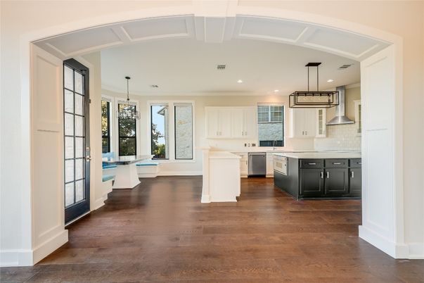 Interior, Kitchen, Pendant Lights, Recessed Lighting, Wood Texture Flooring