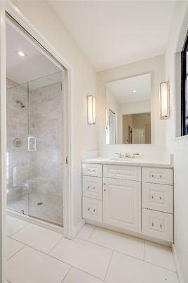 Bathroom, Glass Shower, Interior, Recessed Lighting