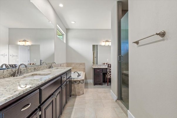 Bathroom, Dual Sink Vanities, Glass Shower, Interior, Recessed Lighting