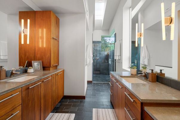 Bathroom, Dual Sink Vanities, Glass Shower, Interior