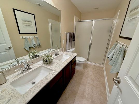 Bathroom, Dual Sink Vanities, Glass Shower, Interior