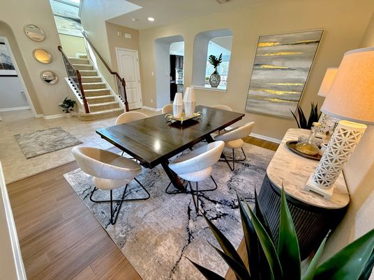 Dining room, Interior, Recessed Lighting, Wood Texture Flooring