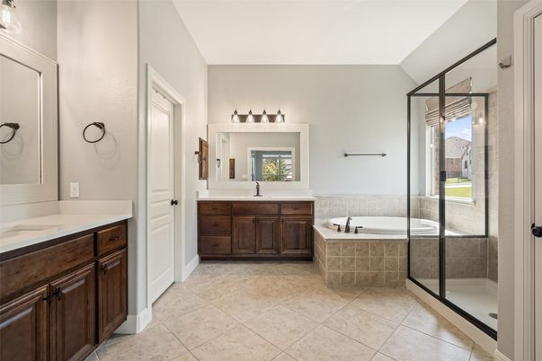 Bathroom, Dual Sink Vanities, Glass Shower, Interior