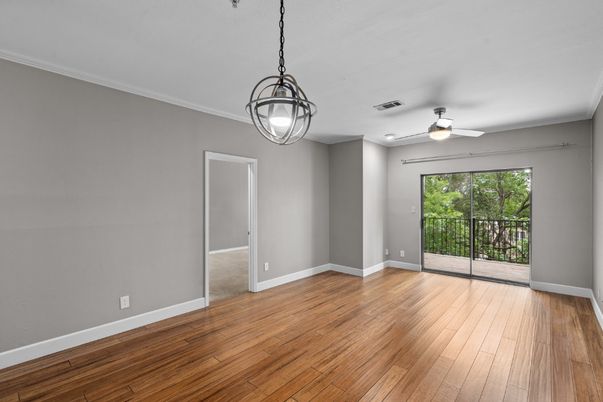 Empty room, Interior, Pendant Lights, Wood Texture Flooring