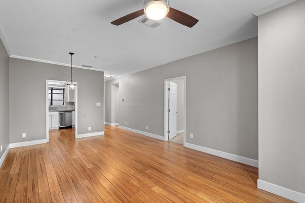 Empty room, Interior, Pendant Lights, Wood Texture Flooring