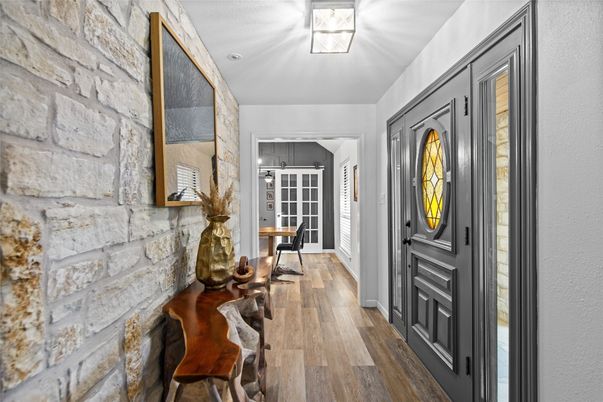 Interior, Stone Walls, Wood Texture Flooring