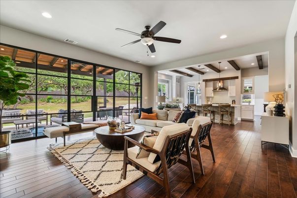 Interior, Kitchen, Living room, Pendant Lights, Recessed Lighting, Wood Texture Flooring