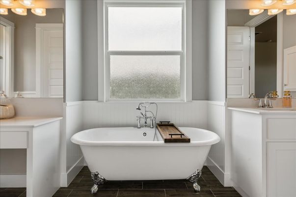 Bathroom, Free Standing Baths, Interior, Wood Texture Flooring