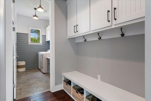 Interior, Pendant Lights, Washer, Wood Texture Flooring