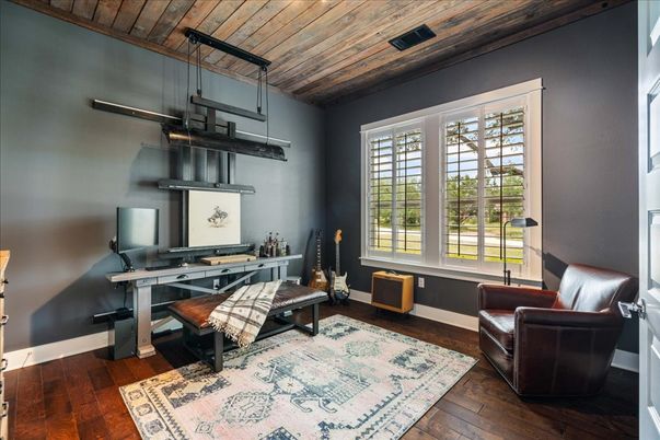 Home Office, Interior, Wooden Ceilings, Wood Texture Flooring